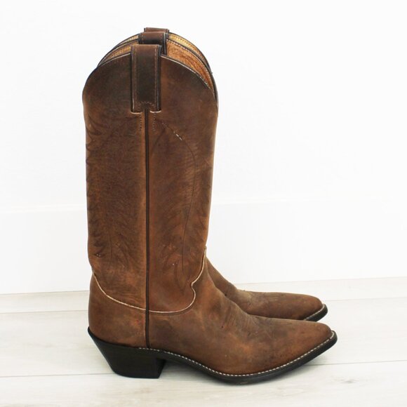 Justin Boots Apache Bay Distressed Brown Leather Womens Cowgirl Boots L4935 6.5B - Picture 5 of 14